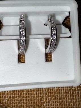 Solid Sterling Silver TWO CARAT Full Wrap Moissanite Huggie Hoops